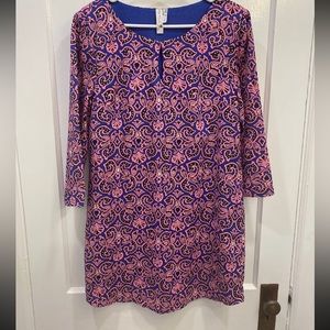 Large pink/ black/ and royal blue dress
